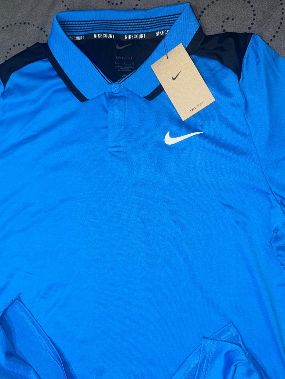NIKE TENNIS COURT #435 BLUE & BLACK POLO SHIRT SIZE L MEN NWT $$$$